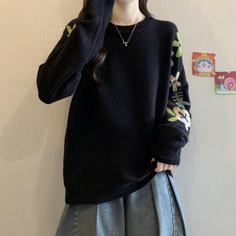 Pullover für Damen Herbst Winter Verdickter Pullover Warm Gestrickt Gestreift Rundhals Basisschicht Dehnbar Langarm Oversize Jumper Oberteile