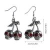 Totenkopf Kirsche Hängeohrringe Ausgefallener Schmuck Gothic Skelett Anhänger Ohrring Hip Hop Schmuck für Frauen Mädchen Halloween Deko
