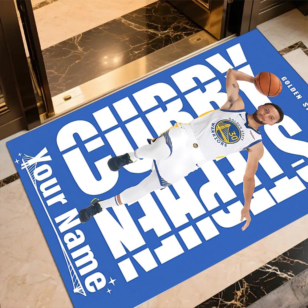 Golden State Curry Celebration Customizable Name Area Rug Perfect for Decorate Room Dormitory Playrooms Balcony Anti-slip Rug Anime Office Decor