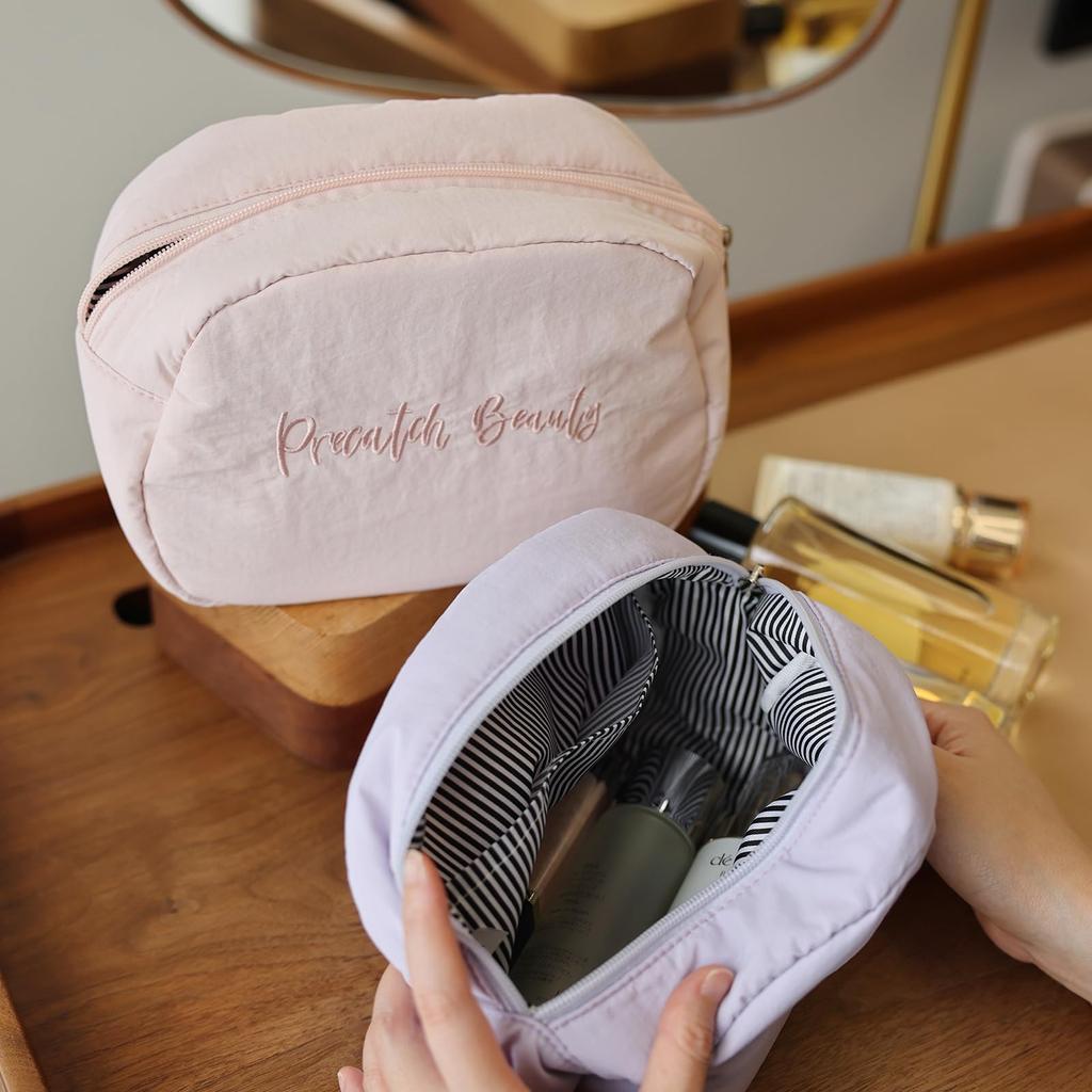 Precatch Makeup Pouch, Large Capacity Storage Pouch for Travel, Multifunctional Cosmetic Pouch, Toiletry Bag, Embroidered Bag, Bag-in-Bag, Women's