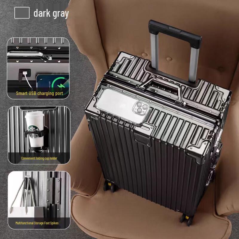 Lishen Business Hardside Luggage with Charging Port & Cup Holder