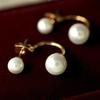 1 Pair Ear Stud Double Faux Pearl Chic Alloy Fashion Wedding Earrings for Women