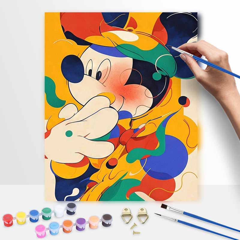 Disney Mickey Mouse Abstract Colorful Digital Oil Painting Art Handmade Diy Gift Home Decoration