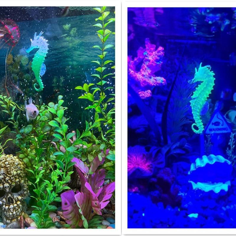 Silicone Artificial Night Luminous Hippocampus Fish Tank Aquarium Ornament Underwater Decorate Jellyfish Aquarium Decoration