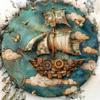 Vintage Nautical Ship Metal Sign 8 Inch Retro Round Wall Decor