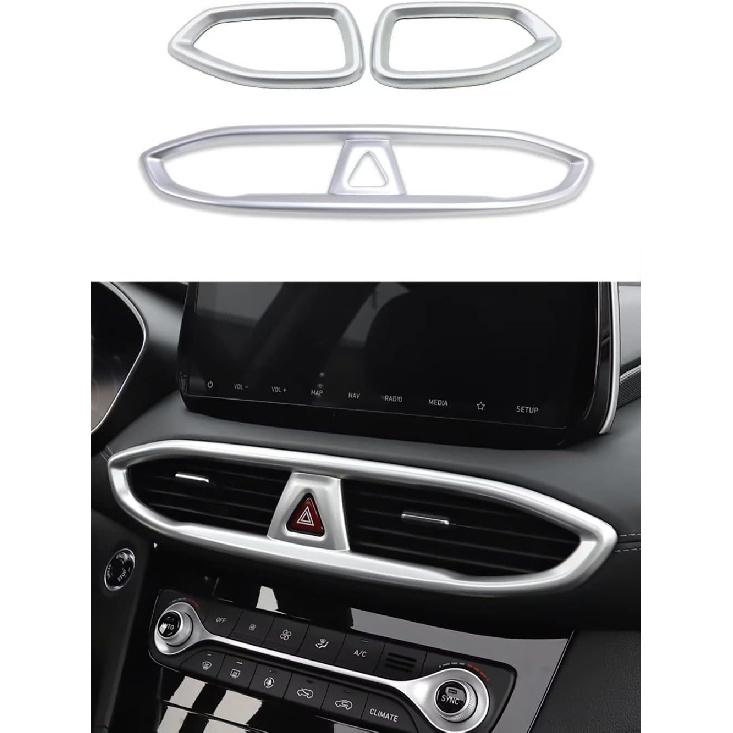 Kadore for 2019-2023 Hyundai Santa Fe Center Side Air Condition Vent Outlet Cover Trim Matte Silver 3-pc matte silver