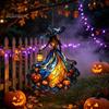 Decorative Chain Hanging Witch Acrylic Suncatcher, Stained Glass Effect Window Car Ornament, Gothic Scary Art with Pumpkin Lantern Sun Catcher