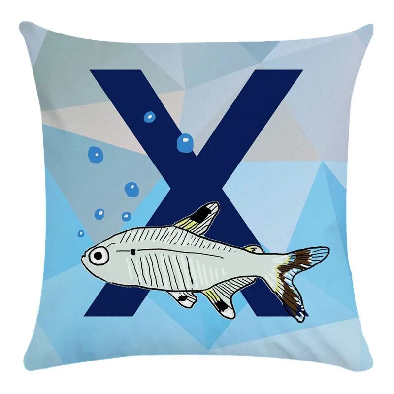 Animal Print Pillowcase Cushion Cover Super Soft Peach Skin  Fashion Blue Letter