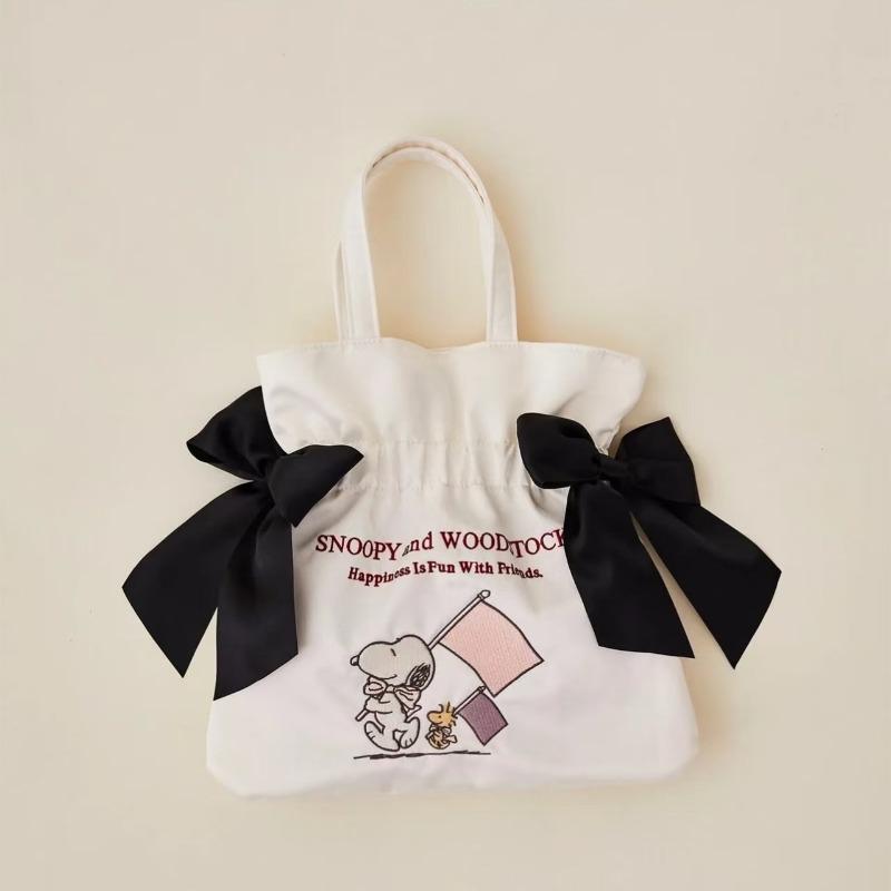 New Snoopy Handbag Bow Cute Girl Ribbon Bag Versatile Bento Bag