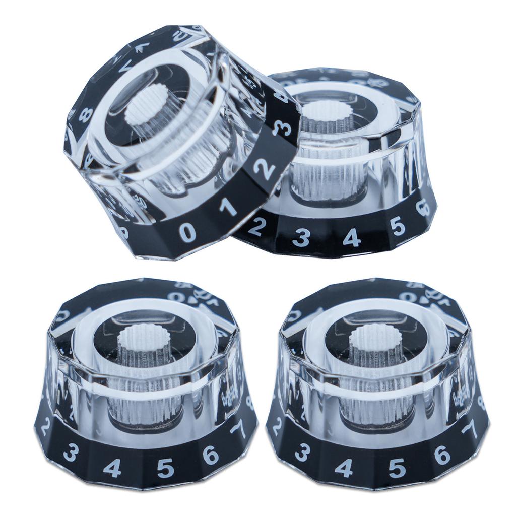 4Pcs Electric Guitar Bass Top Hat Knobs Replacements Clear Knobs Speed Volume Tone Control Knobs Guitar Contral Knobs