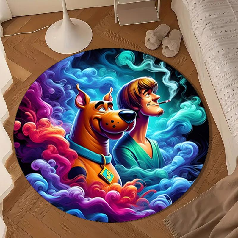 Scoo-dog Mystery Night Round Rug for Livingroom,Bedroom, Palyroom, Chair Rug, Area Rug, Circle Carpet, Large Size Fan Christmas Gift