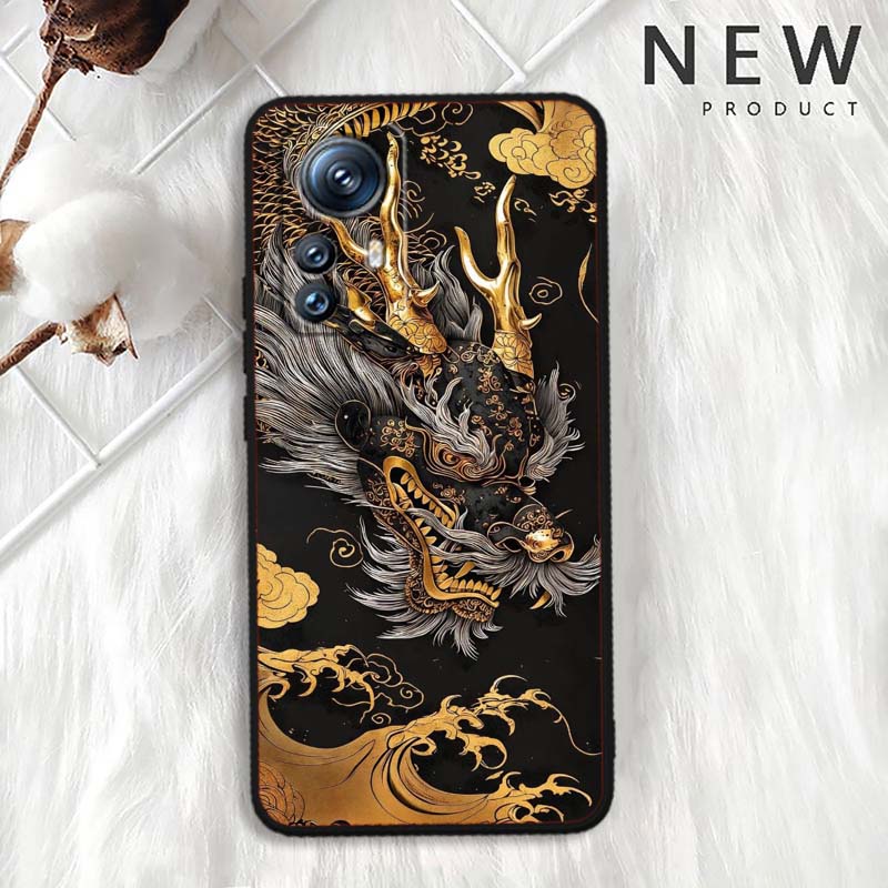 Fashion Dragon Illustration For Xiaomi Mi 15 14 13 13T 12 12T 12S 11 11i 11T Pro Ultra Lite 5G Black Soft Phone Case