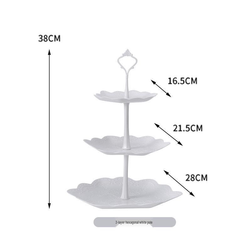 Trzypoziomowy europejski stojak na ciasto do popołudniowej herbaty - Kreatywna wielowarstwowa plastikowa taca na desery i talerz na owoce