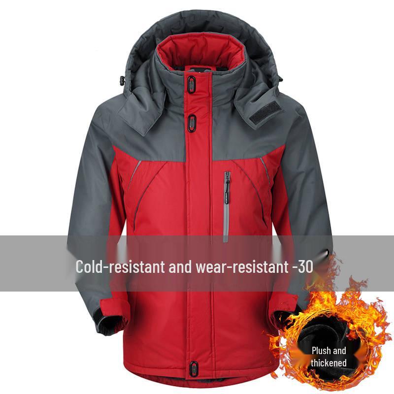 Men's Plus Velvet Thick Cotton Padded Windbreaker Coat - Winter Casual, Warm, Loose Fit, and Plus Size.