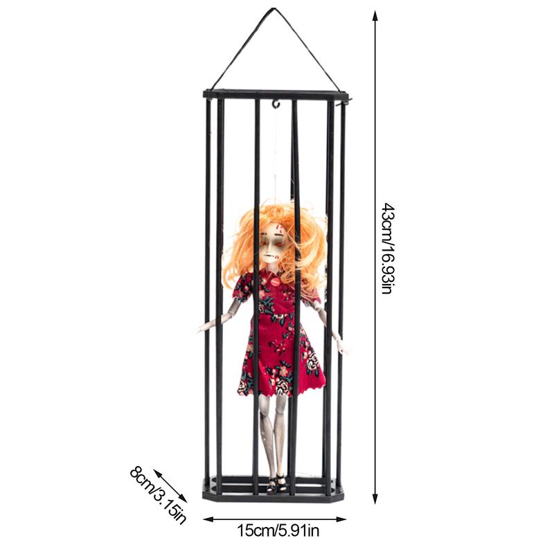 Halloween prisoner ghost ornaments horror prisoner ghost pendant induction cage ornaments prank props holiday decoration