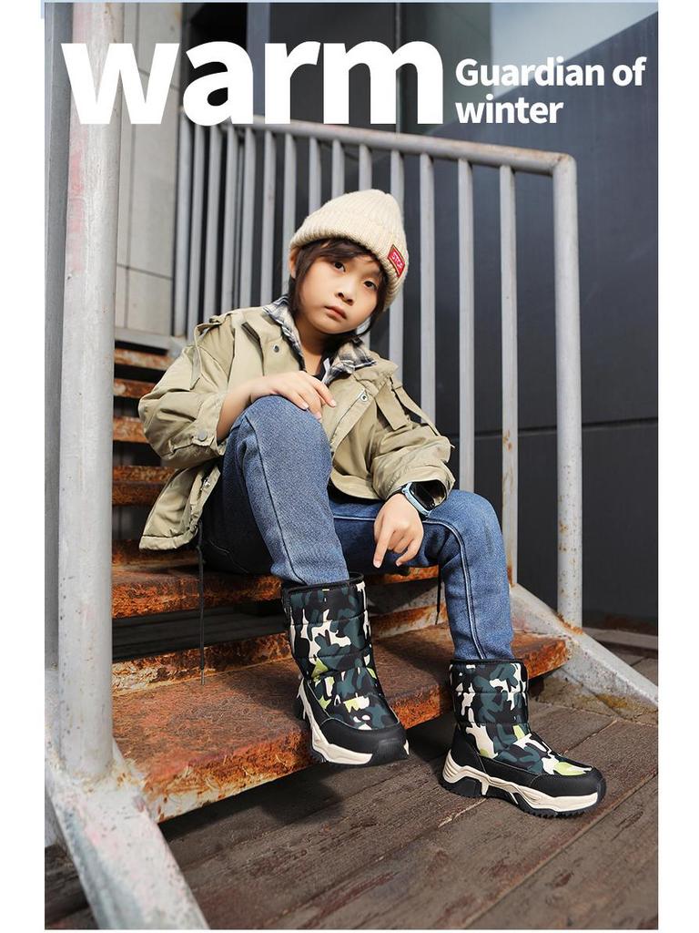 2025 Winter Children's Snow Boots - Velvet-Lined, Thick, Warm & Anti-Slip for Medium & Large Kids