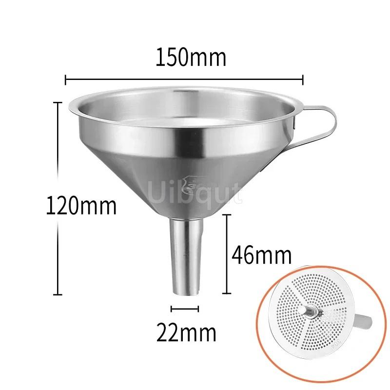 304 Stainless Steel Funnel Metal Wide Mouth Funnel With Strainer Mesh For Cooking Oil Liquid Spice Filter Home Kitchen Gadgets