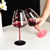 Large Capacity Light Luxury Crystal Goblet Red Stem Black Bottom Red Wine Glass Burgundy Cup Creative Pink Clack Tie Wine Glass
