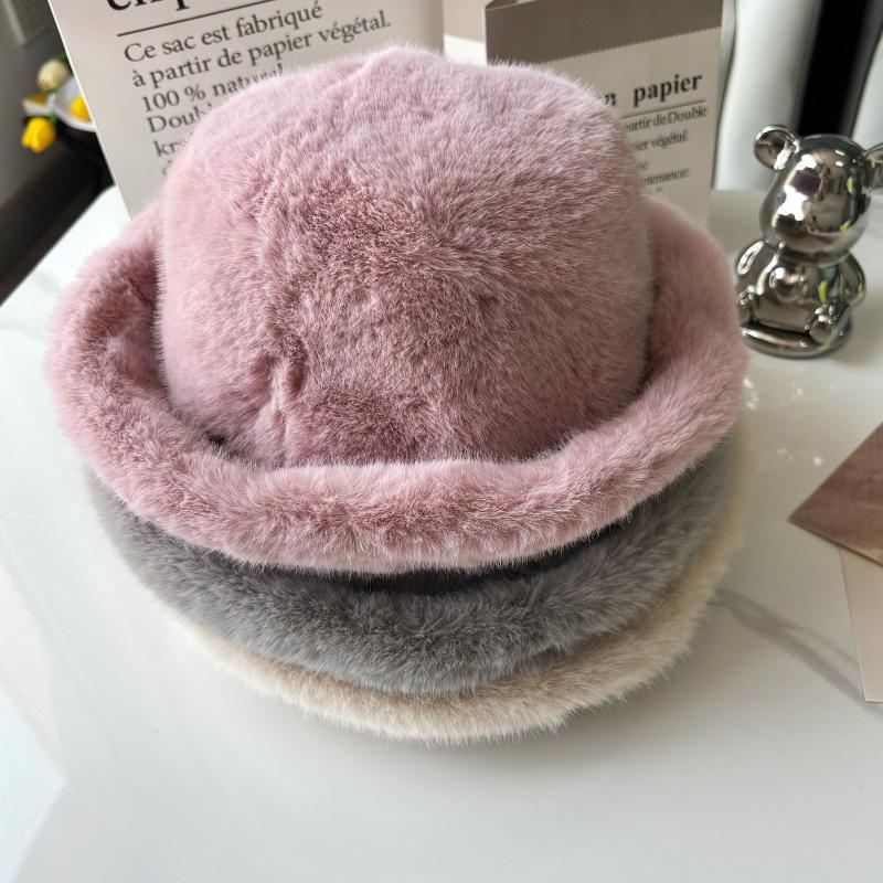 Mongolian hat women's winter cold Northeast bucket hat thickened imitation hair mink hair ear protection hat