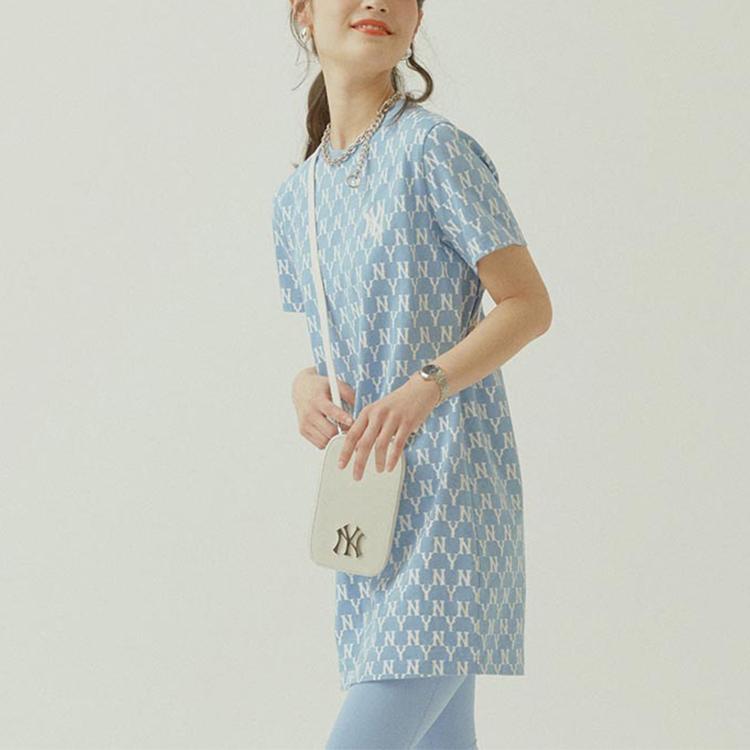 New MLB New York Yankees Short Sleeved Dress Women's Sky Blue 31OP04111-50S