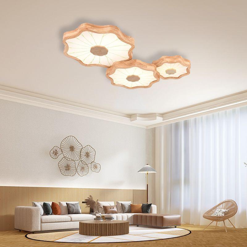 Northern Europe Wood Living Room LED Ceiling Lights For Home Modern Designer Creative Lotus Leaf Chandelier Bedroom Room Cabin