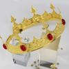Luxurious Regius Crowns Antique Gold King Crowns Crystal Medieval Headwear for Costume and Performances