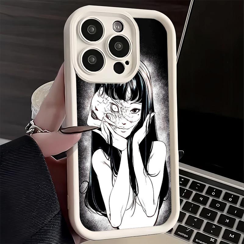 Phone Case for iPhone 17 Air 16E 15 16 Pro Max Japanese Horror Anime Cover 14 Plus 13 12 Mini Soft Shell Silicone Fundas
