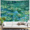 Monet Water Lilies Tapestry Impressionist Floral Wall Hanging with Pond & Willow for Bedroom Living Room & Artistic Home Decor