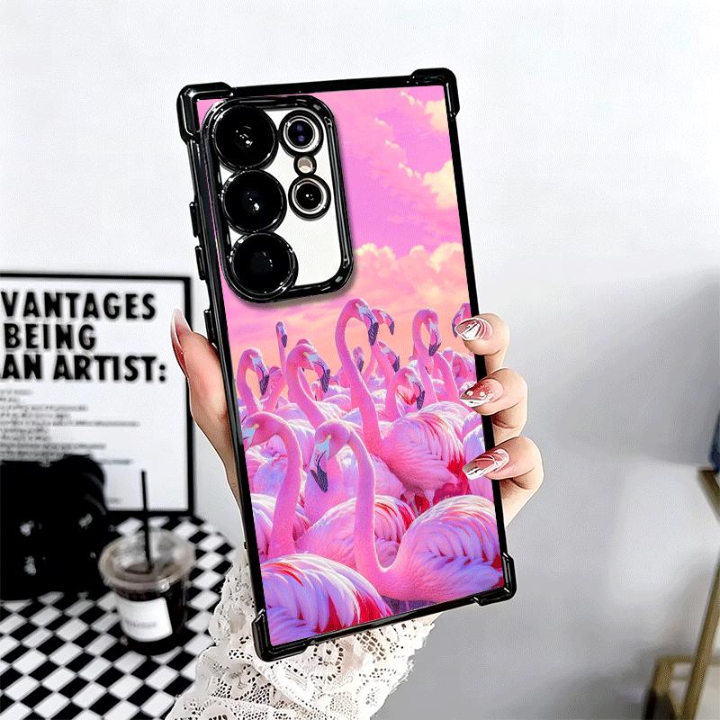 Pink Red Dreamy Flamingo Soft Phone Case For Samsung Galaxy S26 Ultra S25 Edge S24 FE S23 Plus S22 S21 + S20 Plating Anti-Fall F