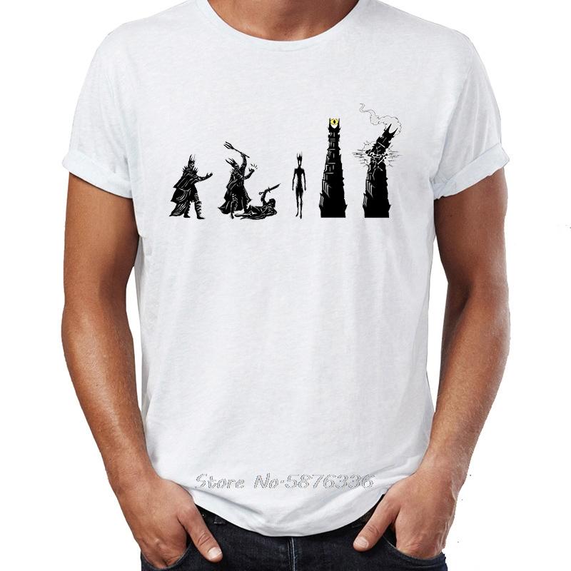 Mens T Shirt Vincent Van Gogh The Starry Night With Middle Earth Sauron Tower Printed Tees
