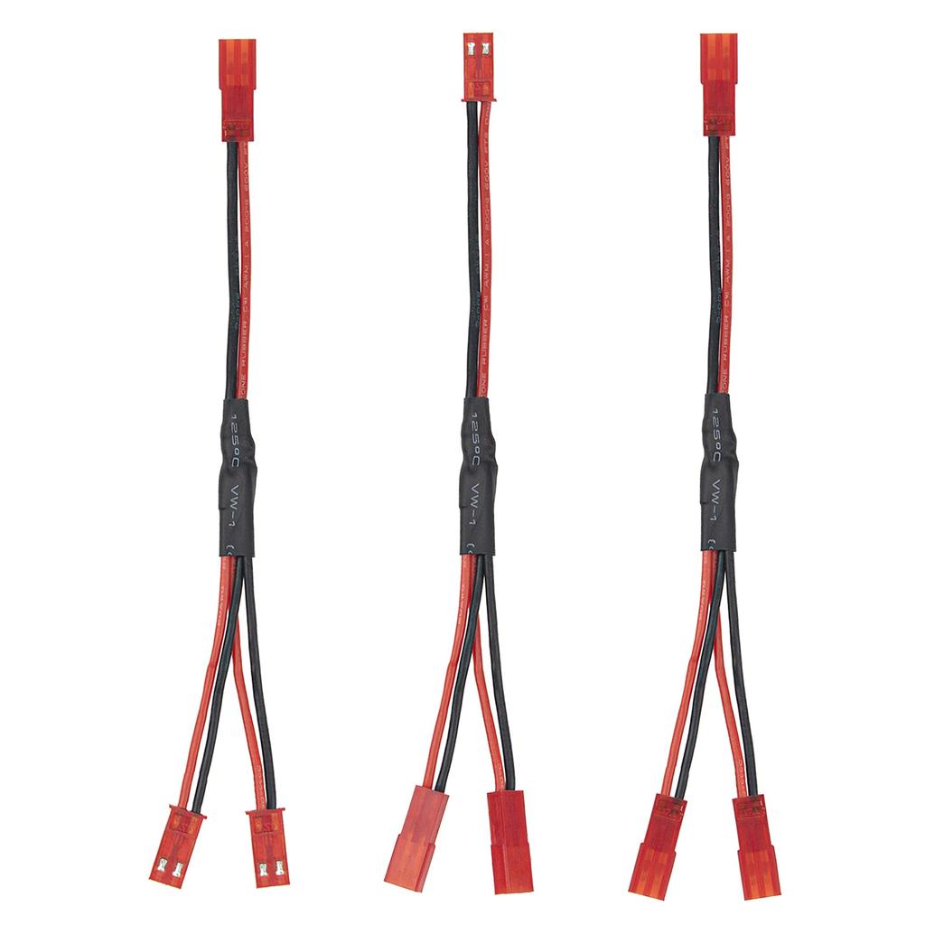 3-Piece JST Plug Splitter, JST Male to Female Y Parallel Cable Harness Wire for 110 Scale Remote Control Car Crawler, Cooling Fan, ESC, Battery,