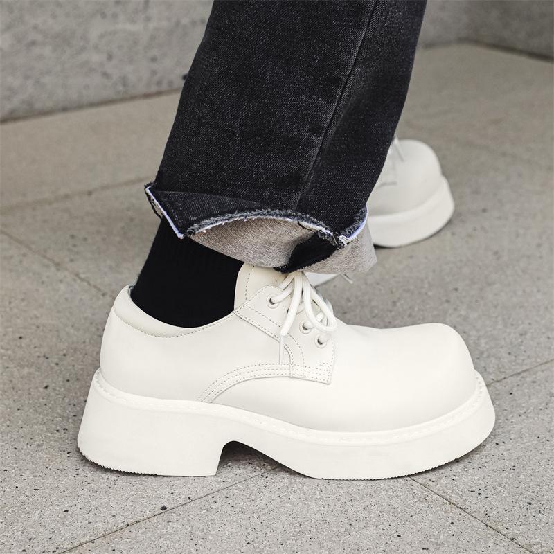 New Derby shoes men's white big head leather shoes summer casual men's shoes retro trendy shoes 95558-J