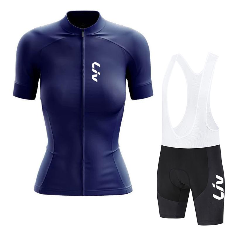 LIV Maglia da Ciclismo Donna Set Abbigliamento Estivo da Ciclismo Manica Corta Maglia da Corsa su Strada Completo Pantaloncini da Ciclismo con Bretelle