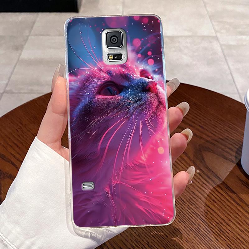 For Samsung Galaxy S5 SV GT-I9600 G900F S5 Neo Silicone Aesthetic Fashion Cute Cat Soft TPU Back Cover Transparent Phone Case
