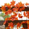 2.4m Simulation Maple Leaf Bunch Artificial Cloth Autumn Maple Leaf Rattan Garland Hanging Decor Thanksgiving Party Home Decor