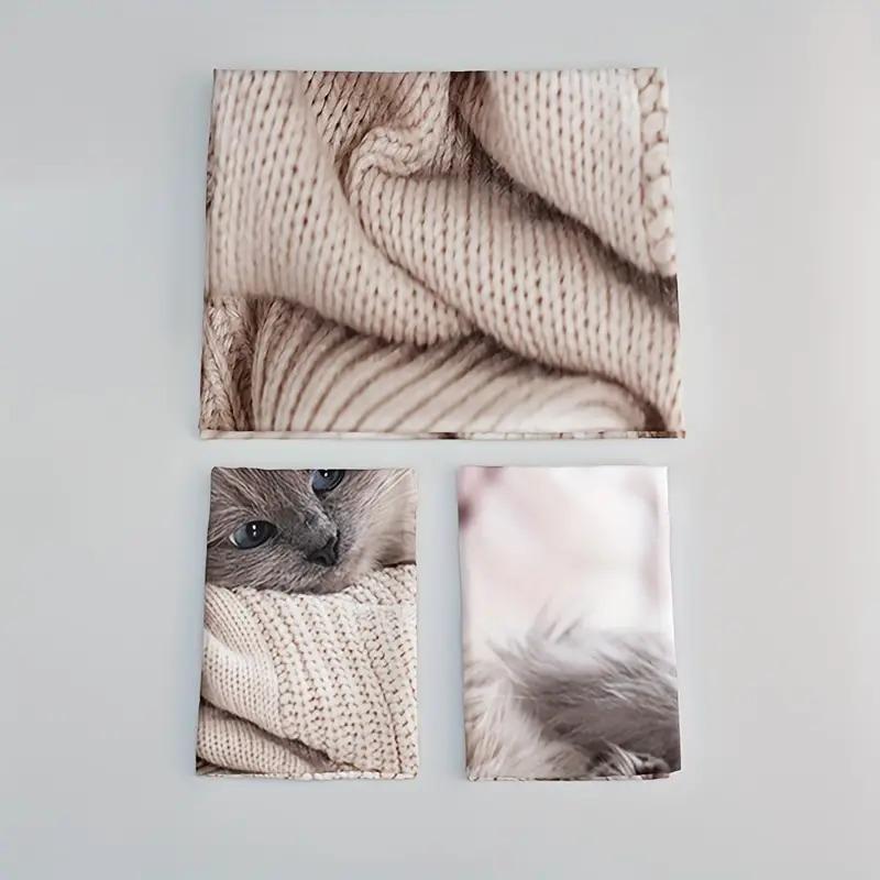 Comfortable Cat Three-Piece Bedding, Soft And Breathable Animal Pattern Duvet Cover Decoration For All Seasons