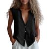 Women's Fashionable Sleeveless Solid Color V Neck  Casual Loose Vest Top