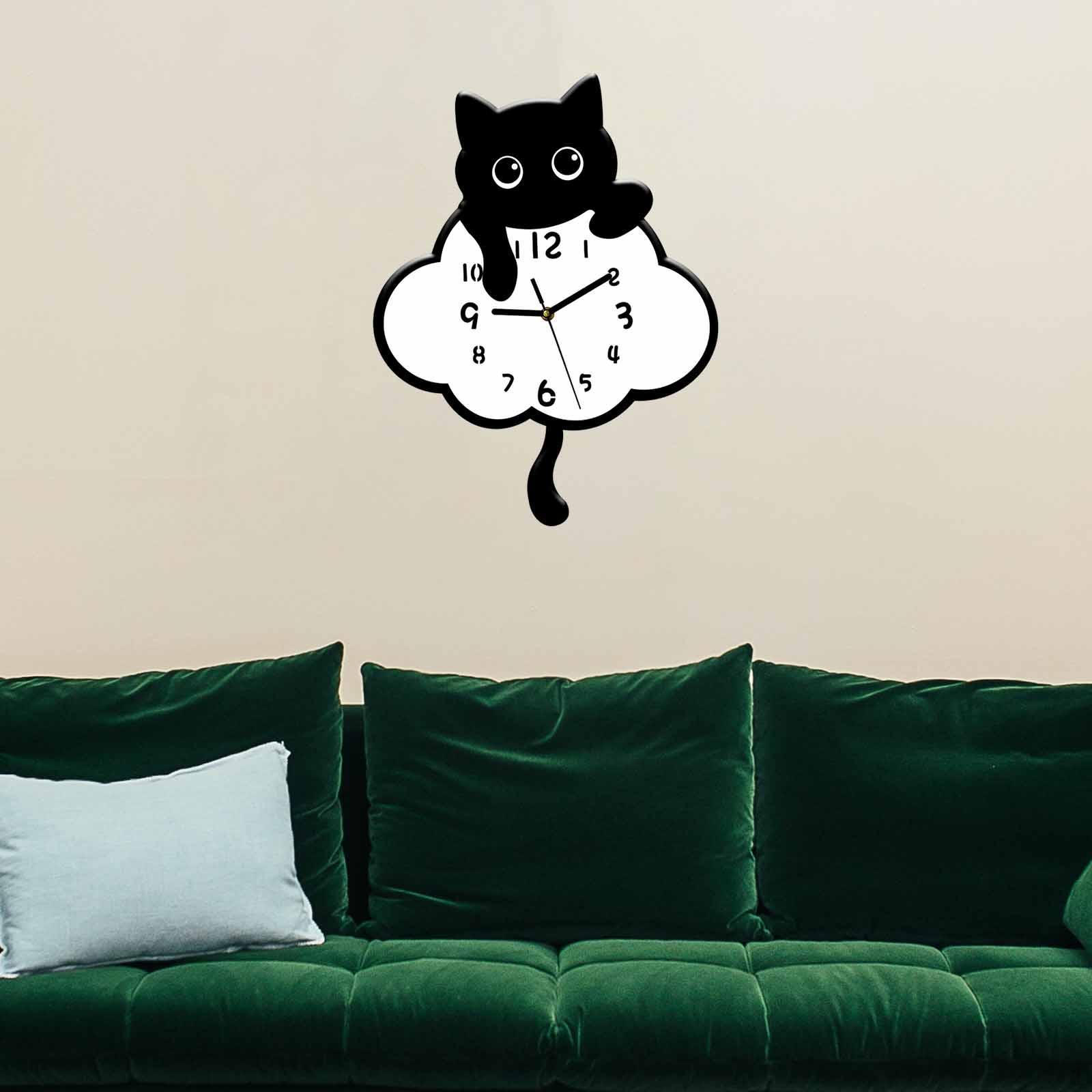 

Настенные часы аналоговые современные бесшумные с маятником в виде качающегося хвоста для офиса, общежития, гостиной Style C