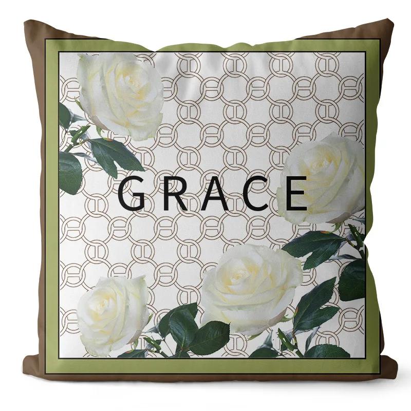 New Nordic Retro Green Geometric Pillow Cover American French Light Luxury Home Sofa Bedside Pillowcase Home Decoration