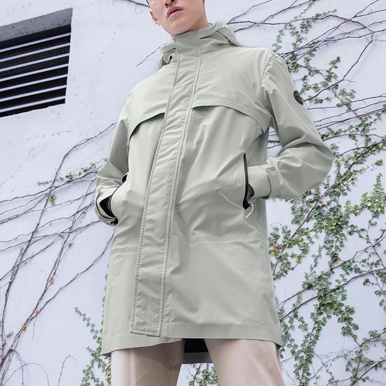 Timberland Casual Hooded Mid-Length Jacket Men Jacket White-Sand A24KT-BH7