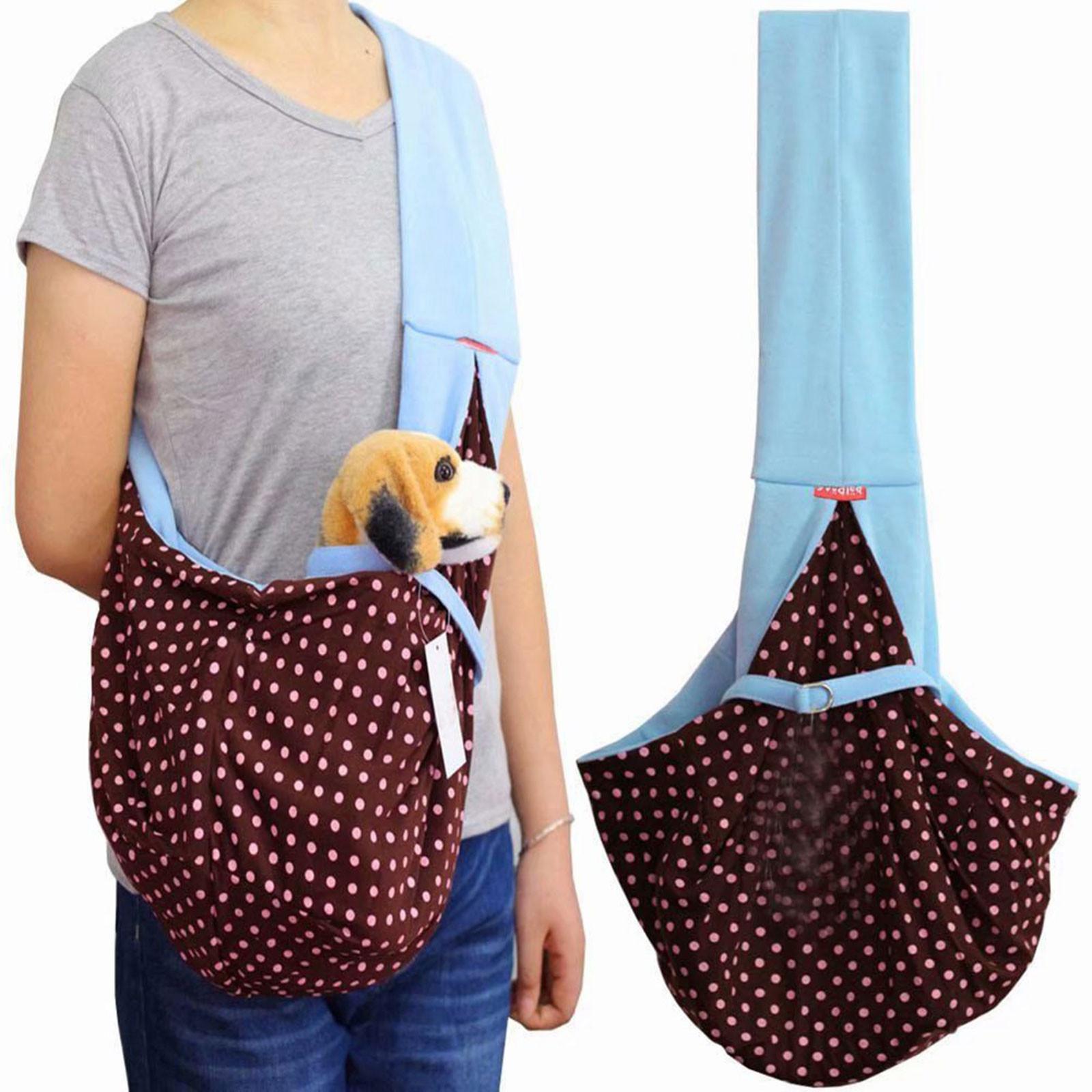 

Pet Carrier, Hand Free Sling Adjustable Padded Strap Tote Bag Breathable Cotton One Size синій