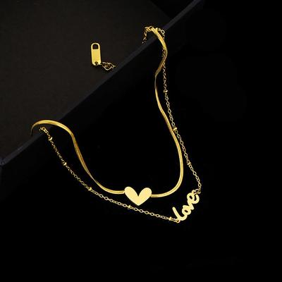 Gift Titanium Steel Heart-Shaped Beach Foot Accessories Snake Chain Love Anklet Fashion Jewelry