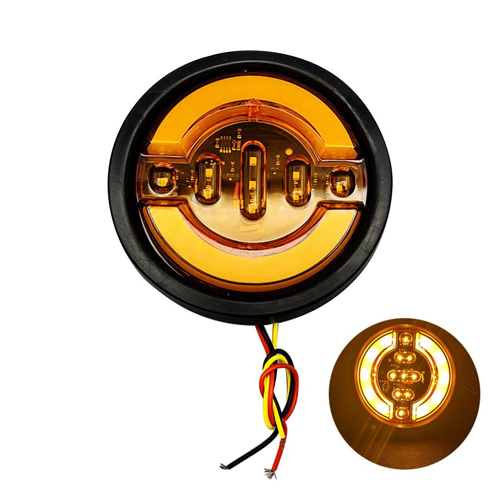 

1 шт. 24 В 4,92 дюйма светодиодный круглый задний фонарь для автомобиля, стоп-сигнал, боковой габаритный фонарь, указатель поворота, отражатель для грузовика, прицепа, квадроцикла, универсальный жёлтый