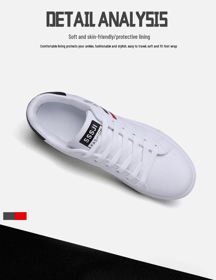 Men's Spring Casual Skate Shoes, Breathable White Low-Tops in Trendy Extra Large Sizes