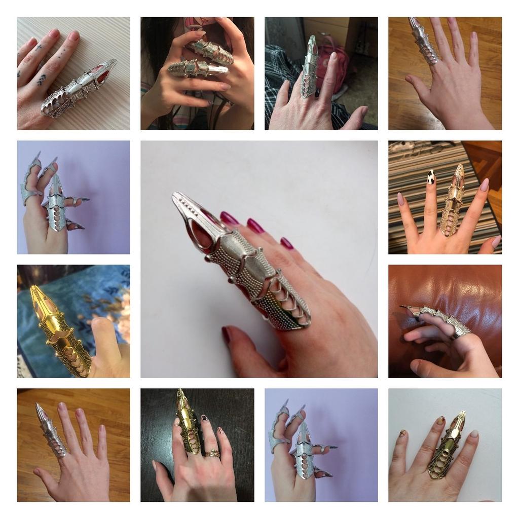 Moda Stil Şık Havalı Erkek Çocuk Punk Gotik Rock Parşömen Eklem Zırh Eklem Yüzükleri Metalik Tam Parmak Yüzükler Altın Rengi Cosplay Kendin Yap Yüzükler Moda Takı