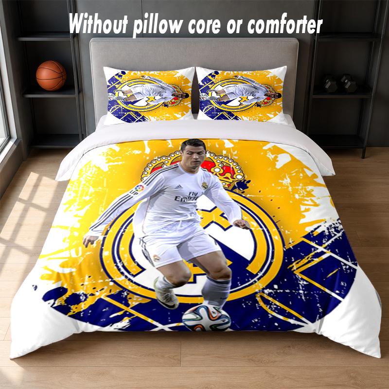 Set Biancheria da Letto Design Cristiano Ronaldo 1 Copripiumino + 2 Federe Morbido Traspirante Biancheria da Letto per la Casa