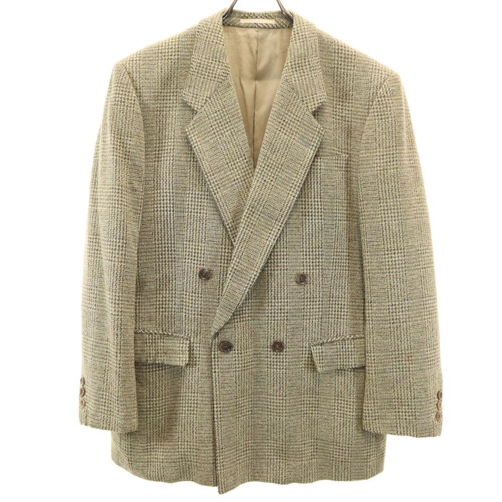 Lanvin 70s 80s Vintage Wool Blend Check Pattern Tailored Jacket R50-46 Men's Used