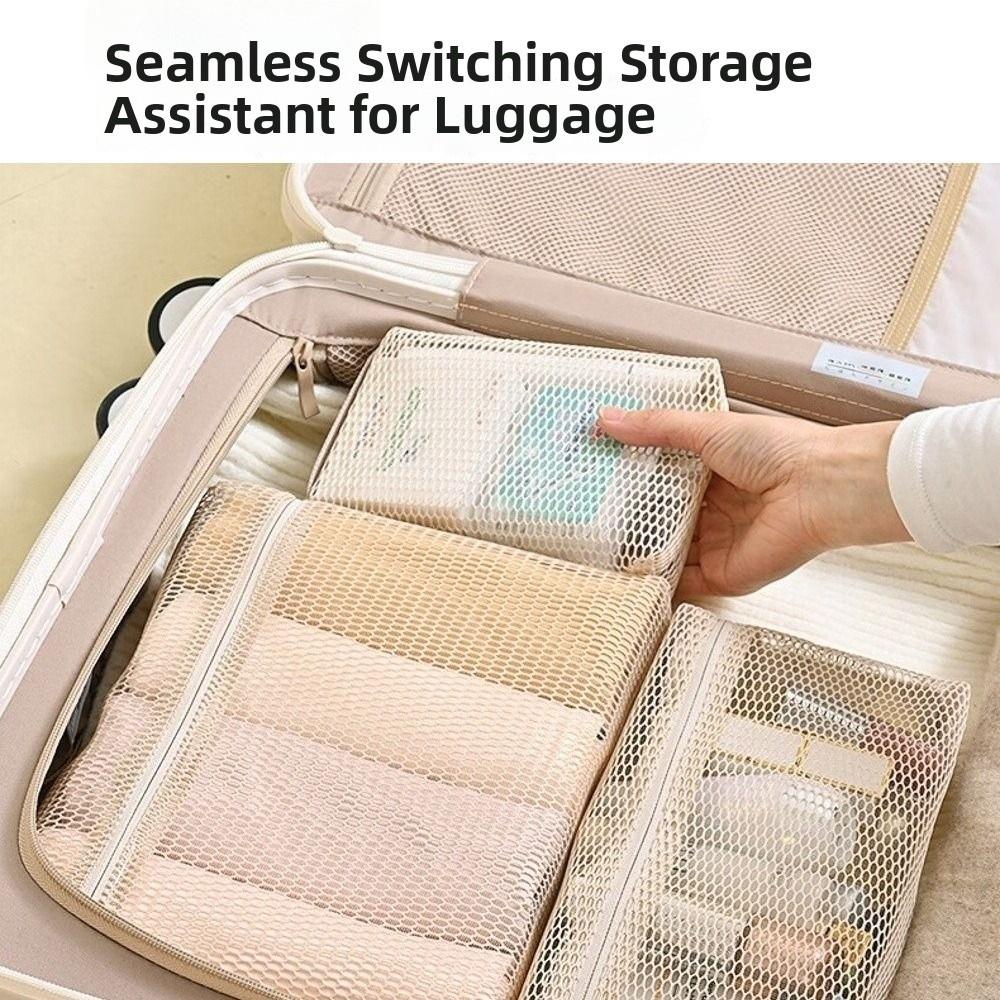 Zipper Mesh Makeup Storage Bag Handheld Multifunctional Mesh Clothing Bag  Travel