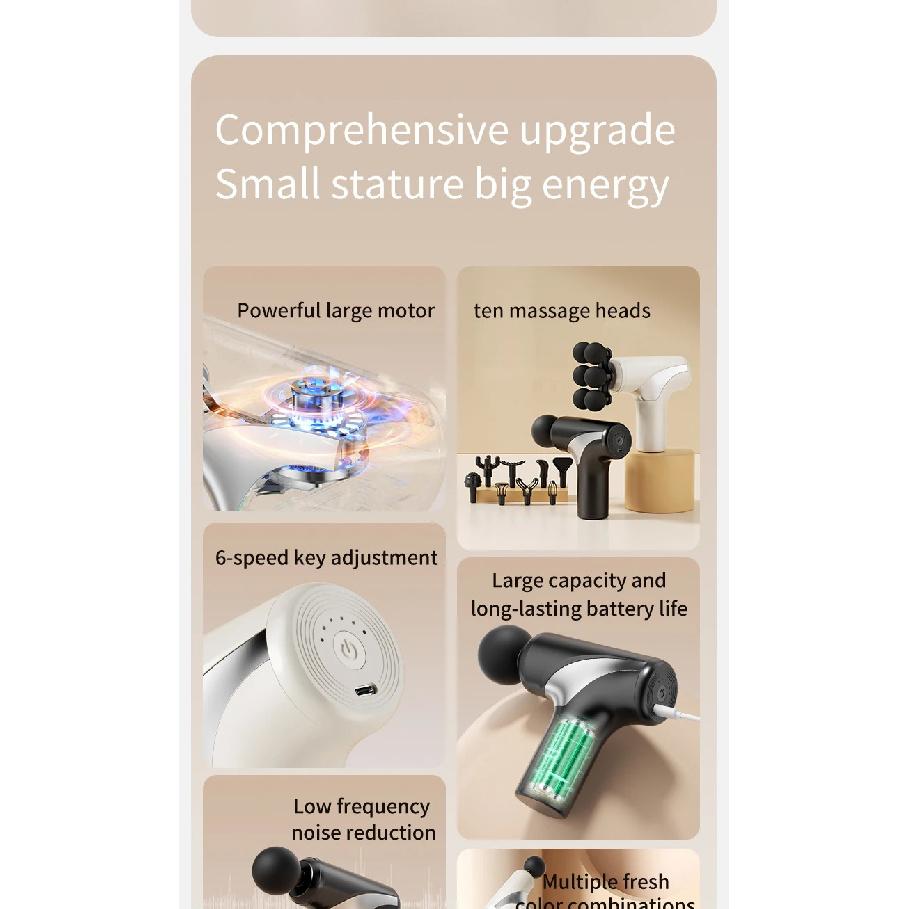 10 head fascia gun electric vibration massage gun for relaxing the body and massaging handheld impact massager