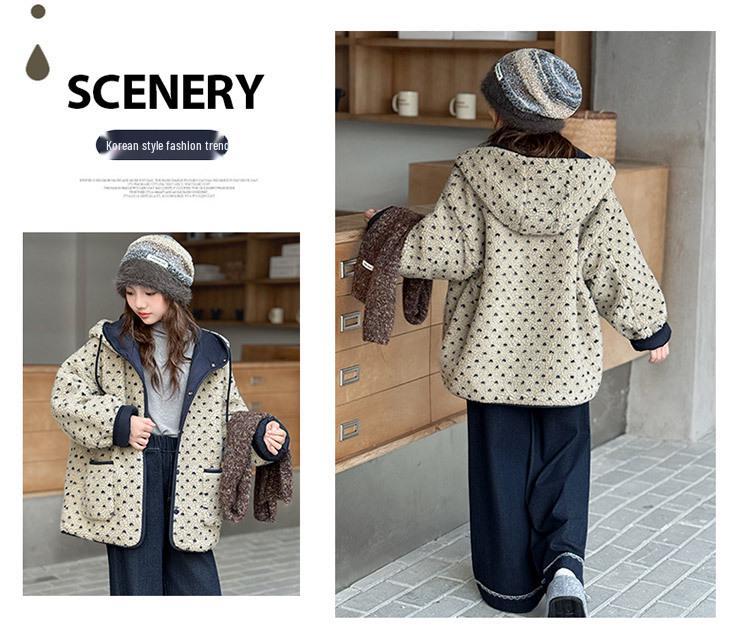 Girls' Winter Fuzzy Sweater & Fleece-Lined Jeans Set 2025 - New Trend for Middle and Big Kids